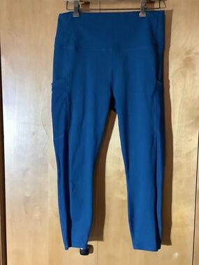 Fabletics PowerHold teal high-waisted leggings, size large